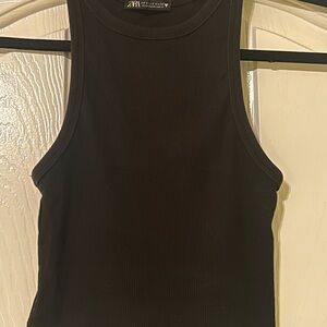 Zara Black Ribbed Tank Top